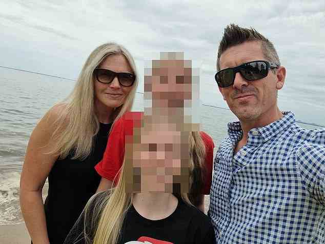 Emma Lovell, 41, and her husband Lee, 43, were inside their North Lakes home, north of Brisbane, on Monday night when intruders allegedly forced their way inside