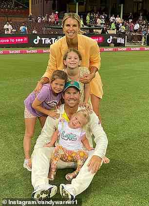 Candice und David Warner mit ihren drei Töchtern Ivy-Mae, Indi-Rae und Isla-Rose
