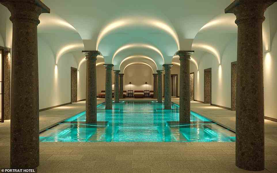 Just opened in Milan is Portrait Milano, a 16th Century former seminary in the heart of the fashion district. Pictured is the hotel's indoor pool