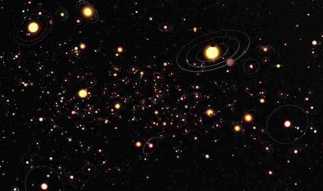 Eine künstlerische Illustration vieler Planeten und Sterne in der Milchstraße.