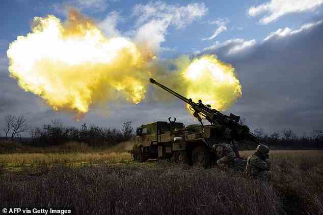 Pictured: Ukrainian servicemen fire with a CAESAR self-propelled howitzer towards Russian positions in eastern Ukraine on December 28, 2022