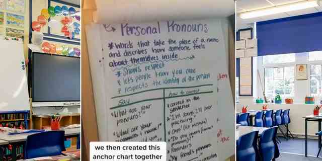 Ein kalifornischer Lehrer sendet eine Lektion über Pronomen.