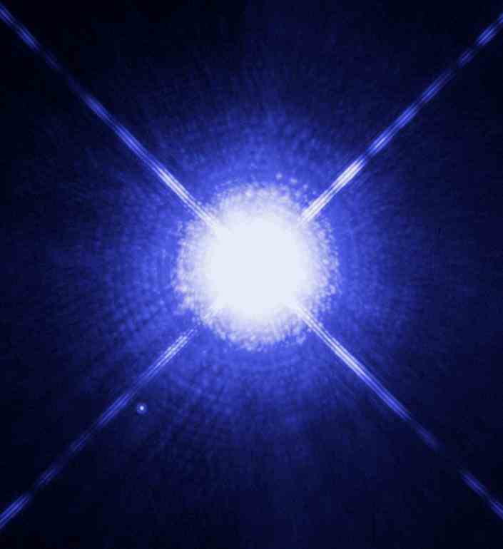 Bild des Hubble-Weltraumteleskops von Sirius, dem hellsten Stern an unserem Nachthimmel.