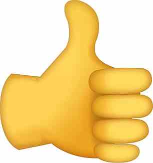 Plus, nearly a quarter of 16 to 25 year olds think the Thumbs Up emoji (pictured) is only used by people who are 'ancient'