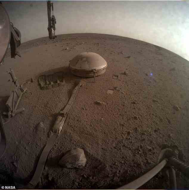 Die NASA teilte am Dienstag ein Bild von Insight (im Bild) mit und sagte, dies könnte das letzte Bild des Mars-Landers sein, da seine Batterien nicht aufgeladen wurden