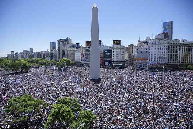 Enormous crowds have gathered around the Obelisk Monument in Buenos Aires to welcome the Argentinian team home