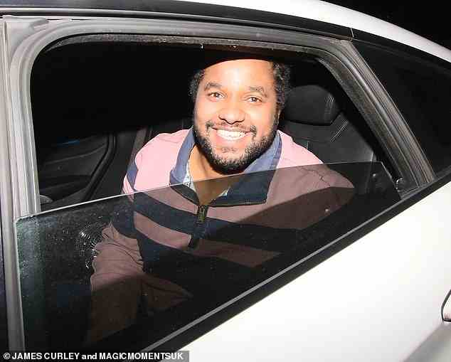 Beaming: Hamza Yassin couldn't keep the smile off his face while Tess Daly looked bleary-eyed as they head home from the Strictly Come Dancing after party on Saturday