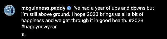 Nachdenken: Neben dem Clip schrieb er: „Ich hatte ein Jahr voller Höhen und Tiefen, aber ich bin immer noch oberirdisch.  Ich hoffe, 2023 bringt uns allen ein bisschen Glück und wir kommen gesund durch.