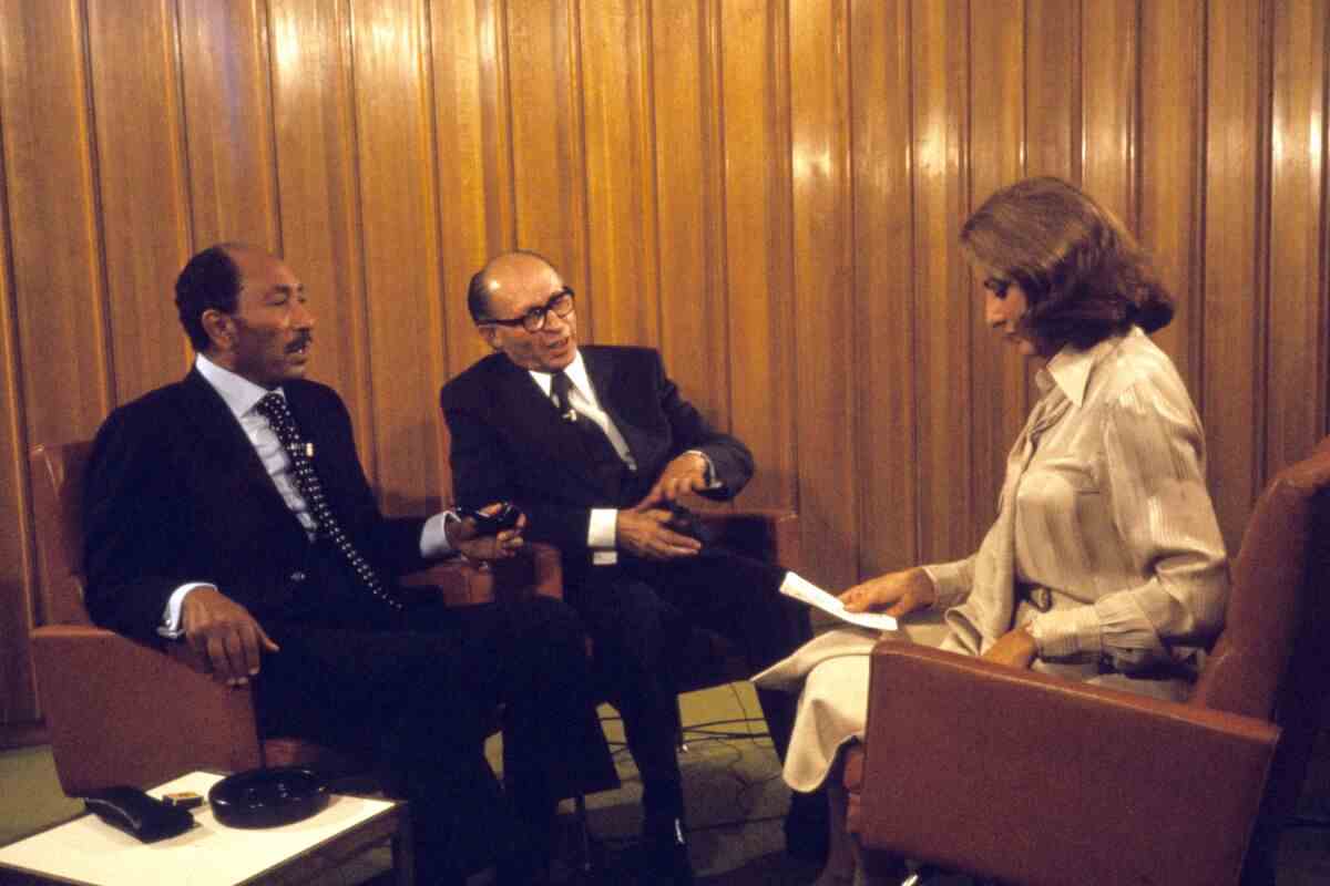 Walters mit Anwar Sadat und Menachem Begin.