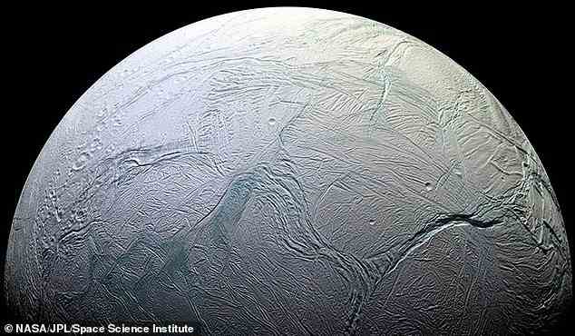 Die Mission würde beinhalten, eine Raumsonde hochzuschicken, um den Mond Enceladus (im Bild) zu umkreisen, der einen riesigen Salzwasserozean unter einer dicken Eishülle beherbergt