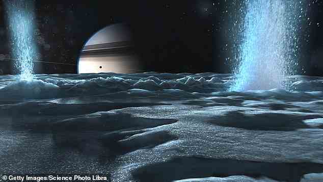 In der Nähe des Südpols von Enceladus spuckt der Ozean unter der eisigen Hülle Methangas aus – ein organisches Molekül, das normalerweise von mikrobiellen Lebewesen produziert oder verwendet wird