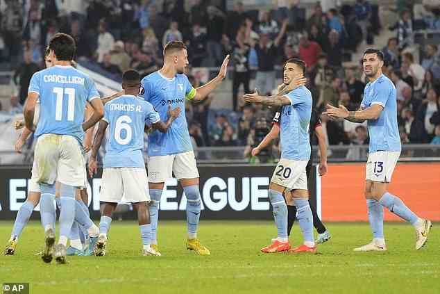 Sergej Milinkovic-Savic (centre) is the centre of attention as usual for Lazio, who could be a threat
