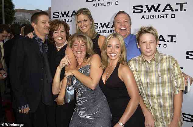 The actor (left) is pictured with his family at the S.W.A.T. premiere in 2003
