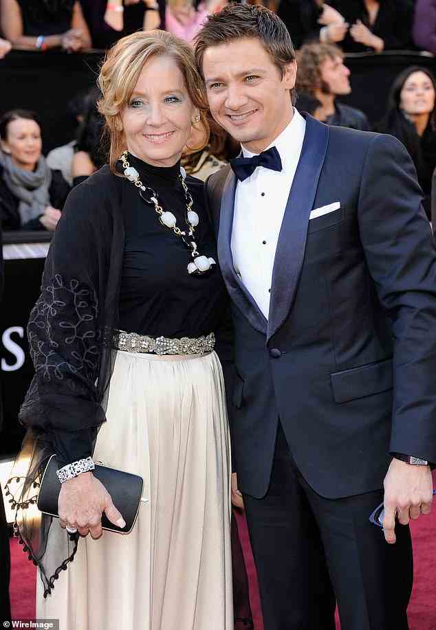 Renner with his mother, Valerie, at the Academy Awards in 2011