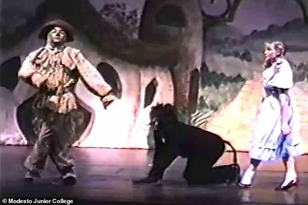 Renner played Scarecrow (pictured left) in the Modesto Junior College production of the Wizard Of Oz