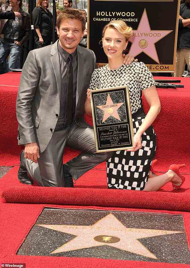 Renner with Johansson at her Hollywood Walk of Fame Star Ceremony in 2012