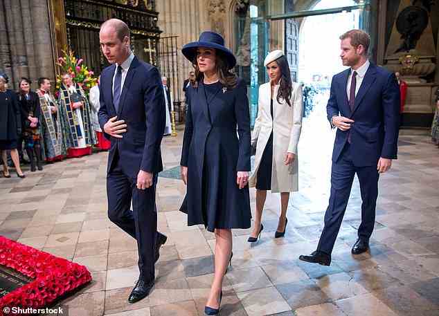 Harry, Meghan, William und Kate in der Westminster Abbey im März 2018