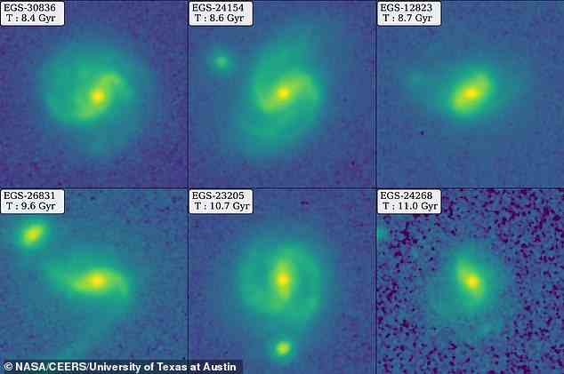 Das Team identifizierte sechs Balkengalaxien im Alter von acht bis elf Milliarden Jahren