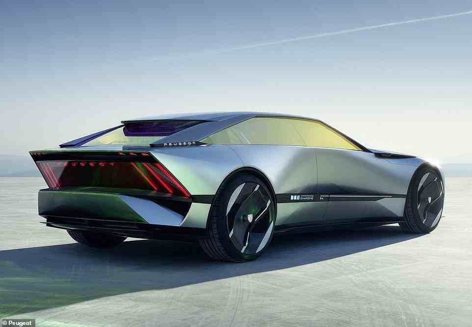 Peugeot's Inception is driven by two compact electric motors – one on each axle – giving four-wheel drive and a combined power close to 680hp (500kW), allowing it accelerate from 0 to 62mph (100km/h) in under three seconds