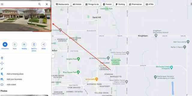 Eine Google Maps-Grafik, die ein Haus und seinen Standort zeigt.