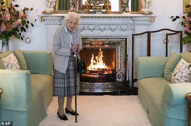 Queen Elizabeth II waits in the Drawing Room before receiving Liz Truss for an audience at Balmoral, in Scotland, Tuesday, Sept. 6, 2022. The Queen died just days later