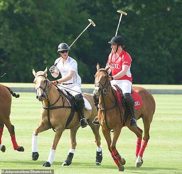 Last week, Mr Mann was detained by security officials in war-torn Libya, being questioned by Maltese police who challenged his claim that he was on a mission to deliver medical training. Pictured: Prince Harry and Jack Mann at the Mann Audi Polo Challenge in Ascot, 2015