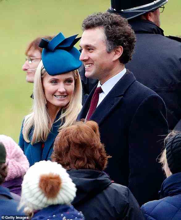 Thomas Van Straubenzee pictured with his wife Lucy Lanigan-O'Keffee, attending a Sunday service at the Church of St Mary Magdalene on the Sandringham estate in 2020