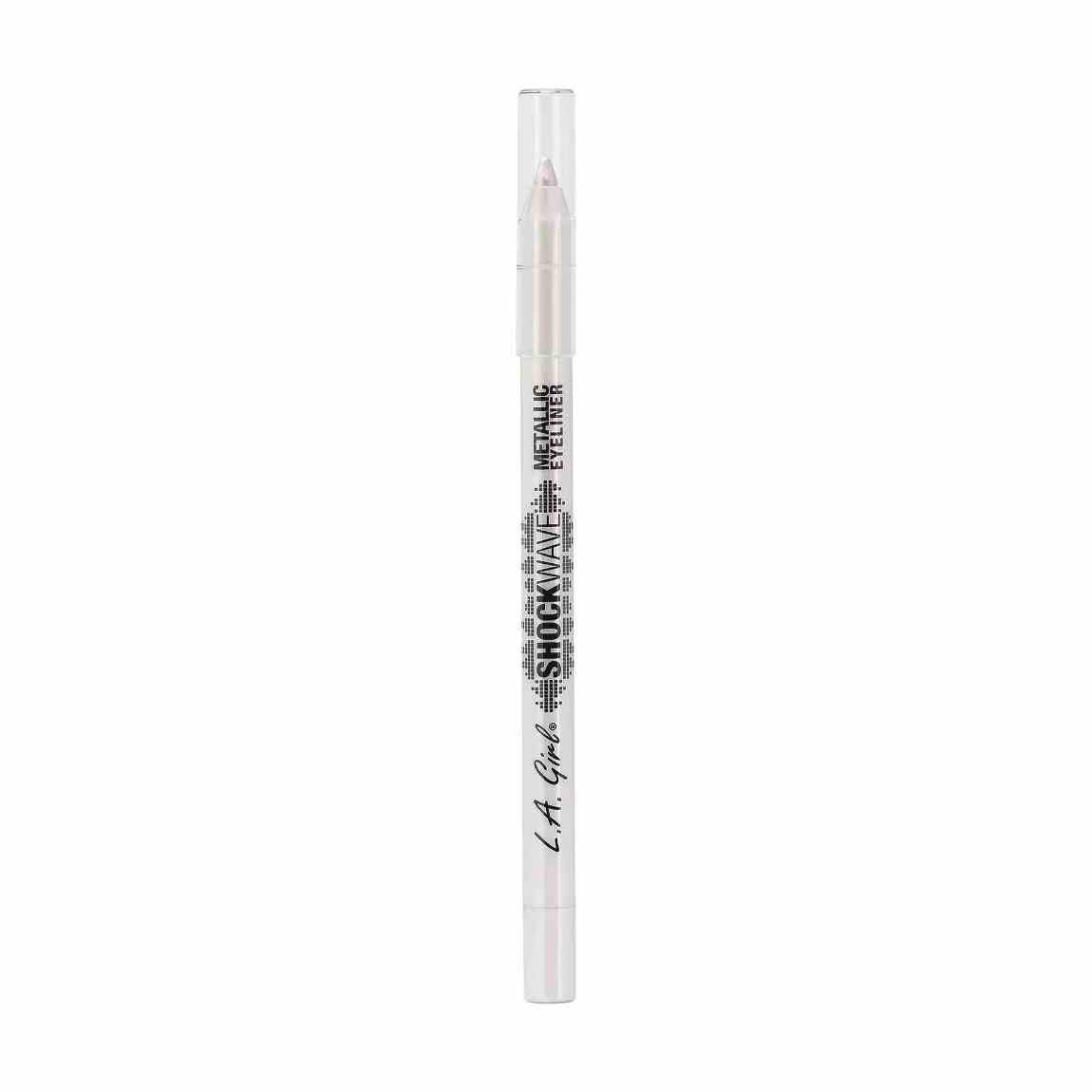 LA Girl Shockwave Eyeliner weißer Metallic-Eyeliner-Stift auf weißem Hintergrund