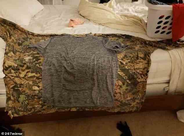 Dieser inspirierende Schnappschuss zeigt die Hemden einer in den USA lebenden Person – bevor und nachdem sie 400 Pfund abgenommen hat