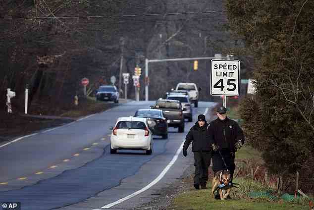 Police search a highway in Cohasset, Massachusetts, on January 7 for any sign of Ana - six days after she vanished