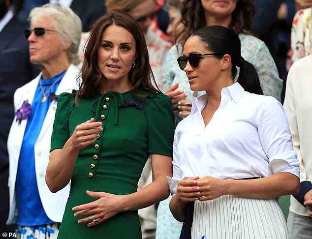 The Princess of Wales and Duchess of Cambridge pictured attending the Wimbledon women's singles final together in 2019
