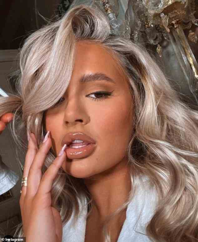 The PrettyLittleThing creative director has often opened up about her feelings of embarrassment about getting excessive amounts of filler, which she has since dissolved following her exit from the villa (pictured before getting her filler dissolved)
