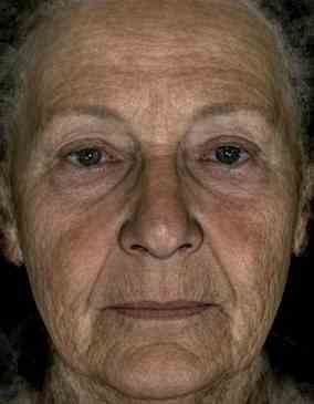 The study saw an independent panel of 27 people estimate the age of each participant based on pictures of their face. The images show faces based on merging of participants faces. Pictures of people aged 70, on average, were used for both images. But the group on the was perceived to be 80-years-old