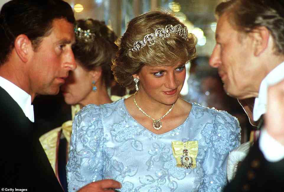 King Charles and Princess Diana attend a state banquet held by the King of Morocco at Claridge's in 1987