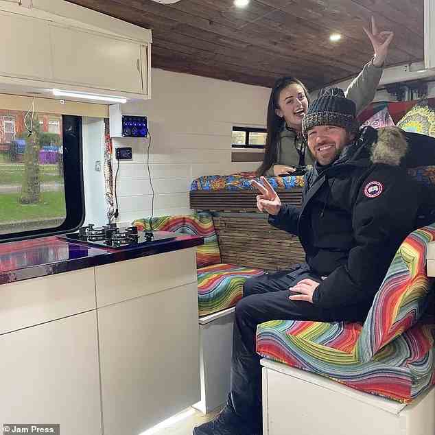Kennedy (pictured with Michael) says the couple decided to move into the van because they were 'fed up and needed a huge change'