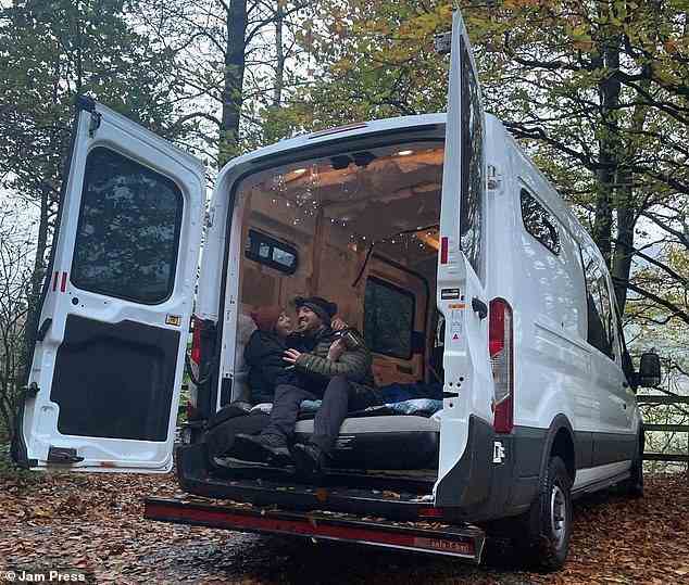 All seasons: now the couple (pictured) lives in their van all year around, enjoying different aspects of their lifestyle depending on the season