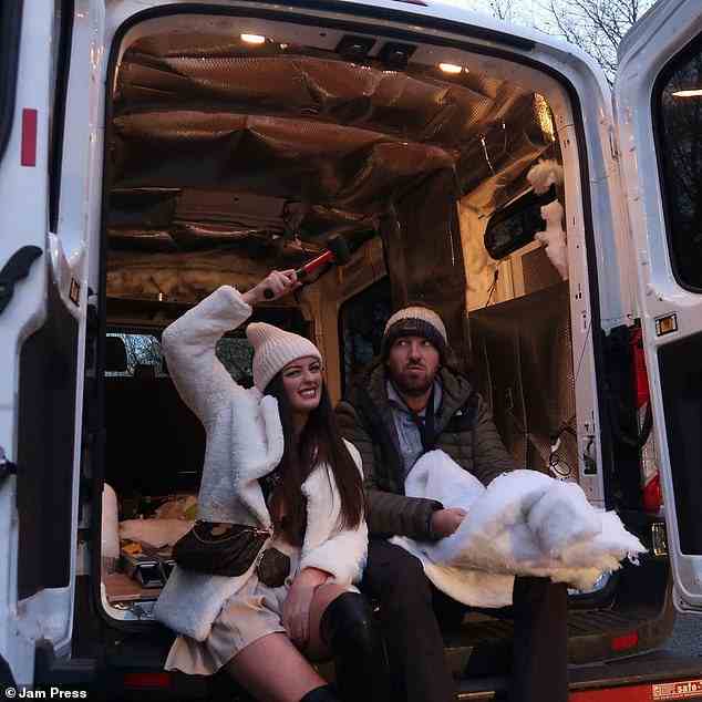 The couple (pictured in their van) now describe themselves as 'full time van lifers' since moving into the vehicle some two years ago