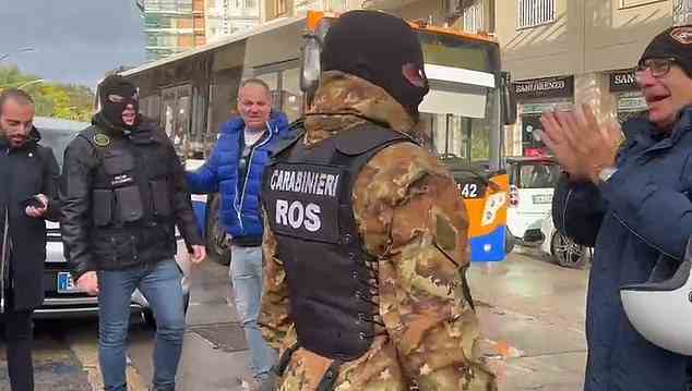 Local residents emerged to applaud and shake the hands of the Italian paramilitary police officers who were involved in the operation that saw Messina Denaro arrested