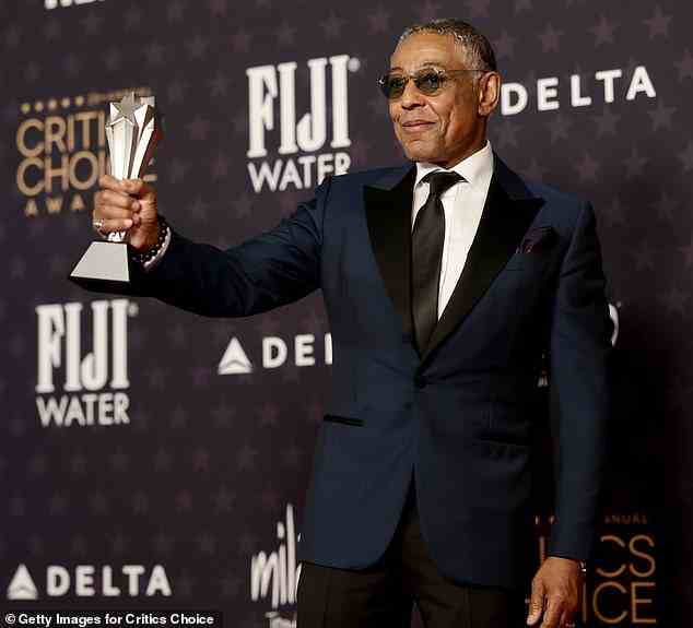 Giancarlo Esposito, 64, also took home an award for his part in Better Call Saul, winning Best Supporting Actor in a Drama Series at the Critics Choice Awards