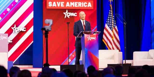 Florida Sen. Rick Scott delivers speech to crowd at the Conservative Political Action Conference (CPAC), on August 5, 2022, in Dallas, Texas. 