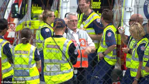 Besorgte Rettungsdienste beobachten kurz vor der sicheren Landung in Sydney