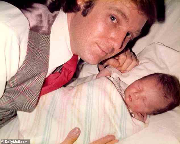 Donald is pictured with his first born child, Donald Jr.