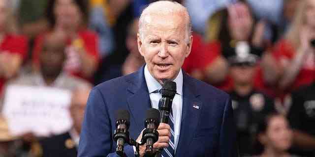 Präsident Biden spricht am 30. August 2022 an der Wilkes University in Wilkes-Barre, Pennsylvania.