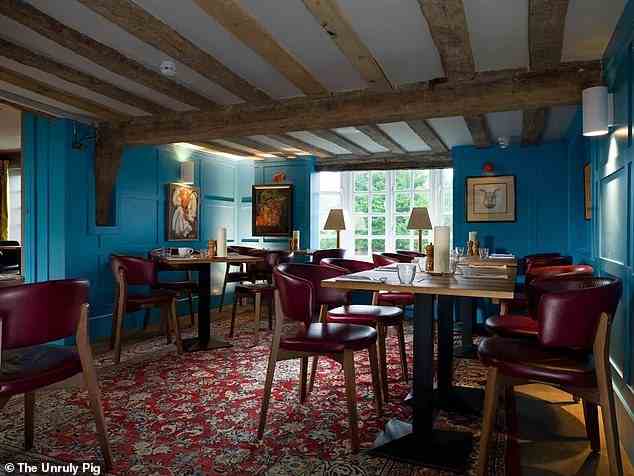 Landing in second place, Suffolk's The Unruly Pig is housed in a 16th-century inn with 'beams, crooked ceilings, log burners and a lush, green garden'