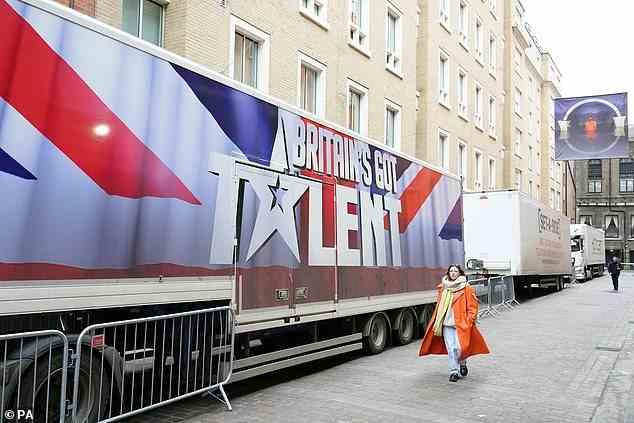 Back in business: The famous BGT lorry sat in the central London location as things kicked off for another year