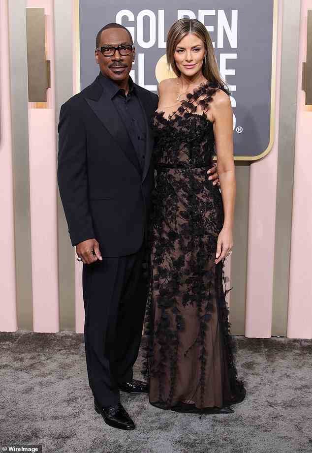 Eddie Murphys Verlobte Paige Butcher gab ebenfalls ein Statement in einem Marchesa-Kleid ab, als das Paar Anfang dieses Monats bei den Golden Globe Awards ankam