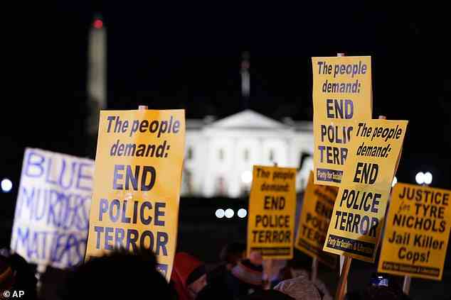 Protesters gather in Lafayette Park outside the White House in Washington