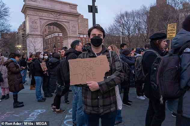 A protest that began at 5pm Saturday in Washington Square Park grew to 200 people
