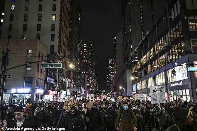 The marchers walked the few miles from Washington Square Park up to Times Square