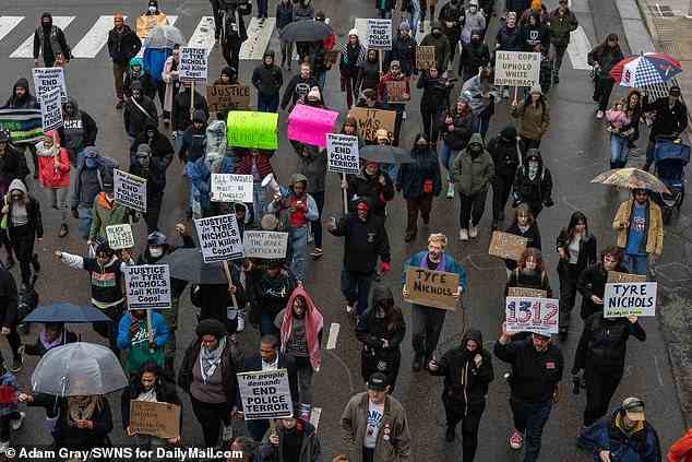 Protestors in Memphis, Tennessee are seen marching on Saturday